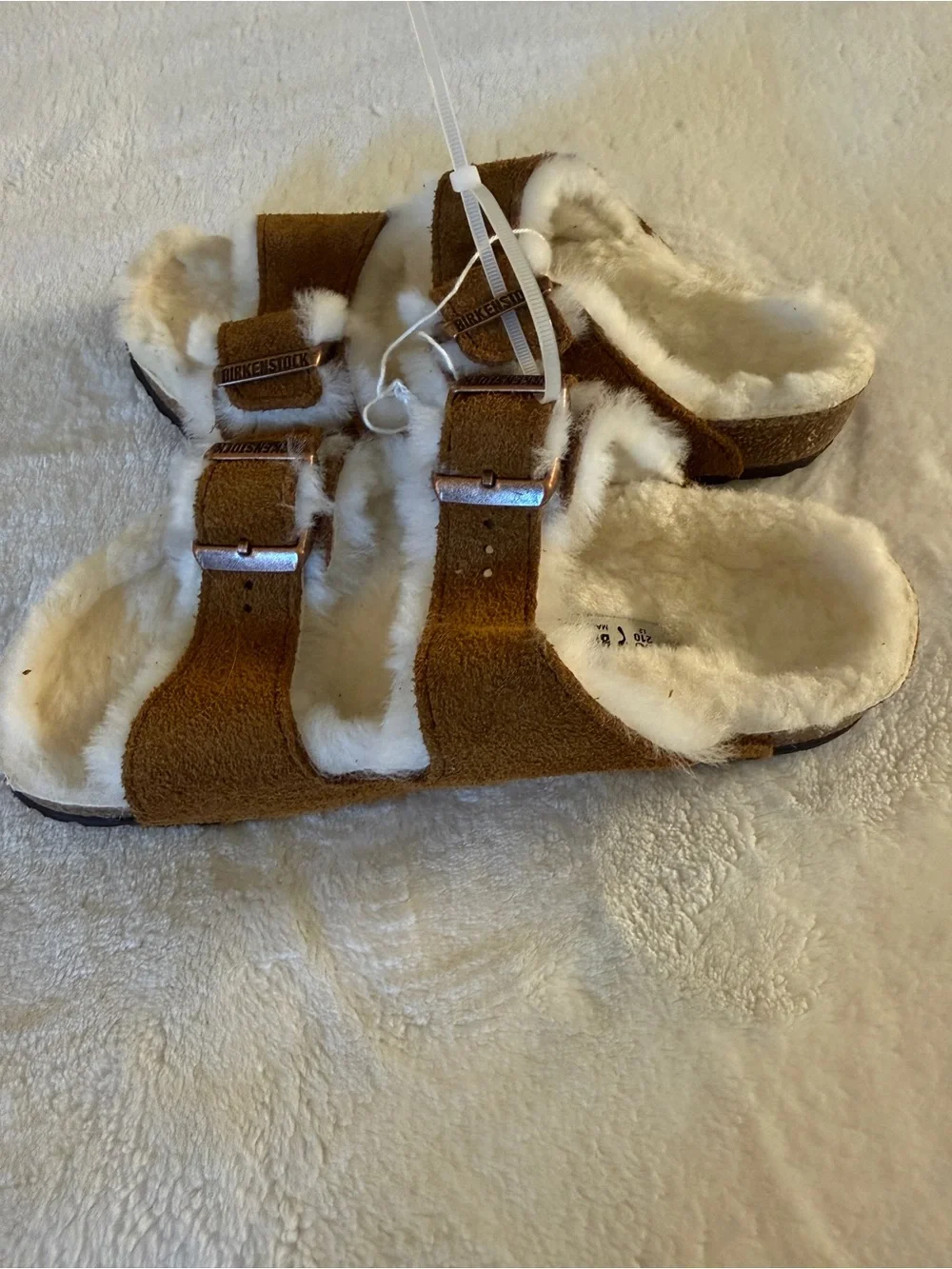Birkenstock Arizona Shearling Kids Mink Suede Sandals Size 33 US 2-2.5 NWT